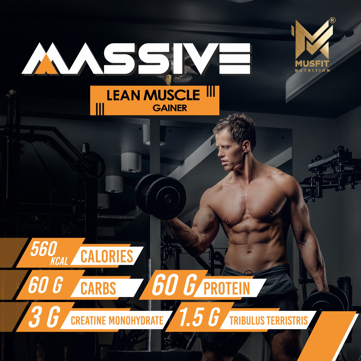 MUSFIT Massive Muscle Lean Muscle Gainer, Chocolate, lifestyle banner