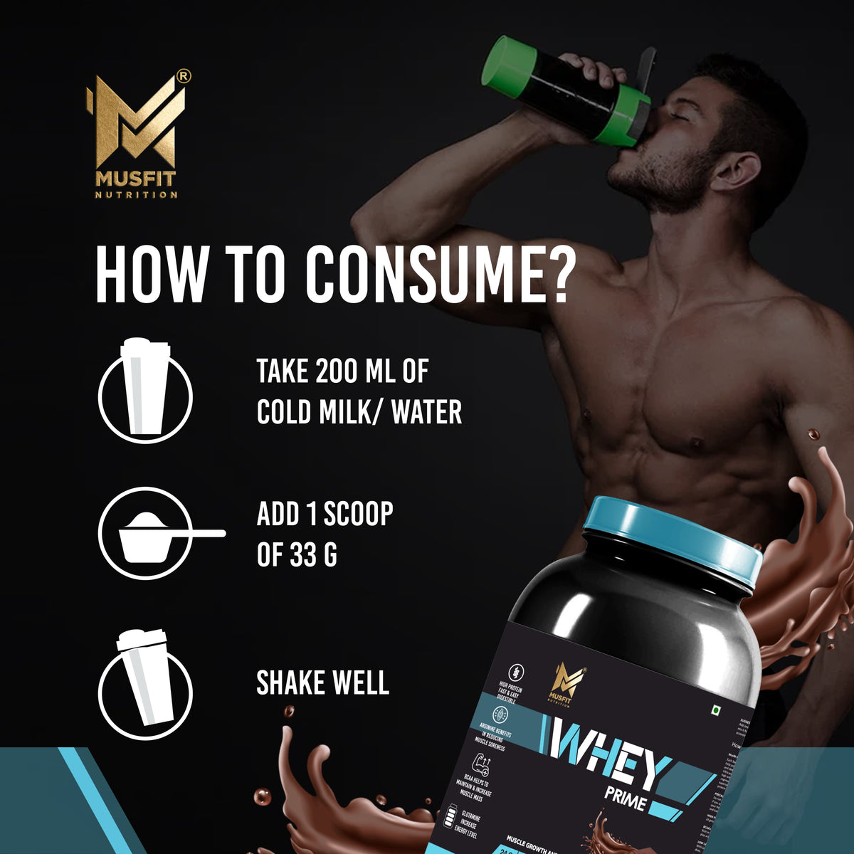 MUSFIT Whey Prime, Chocolate, how to use