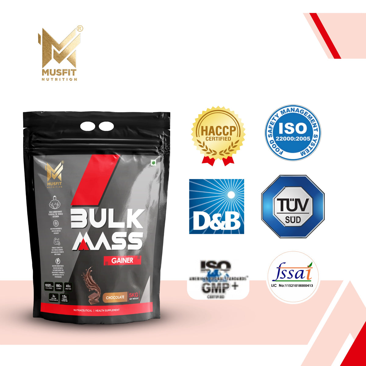 MUSFIT Bulk Mass Gainer, Chocolate, key benefits