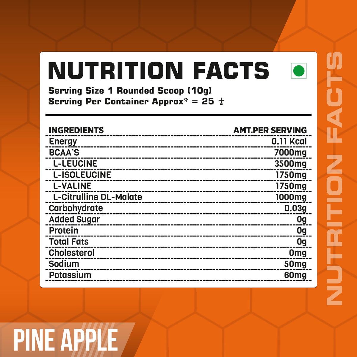 MUSFIT BCAA Prosyn 2:1:1, nutrition facts