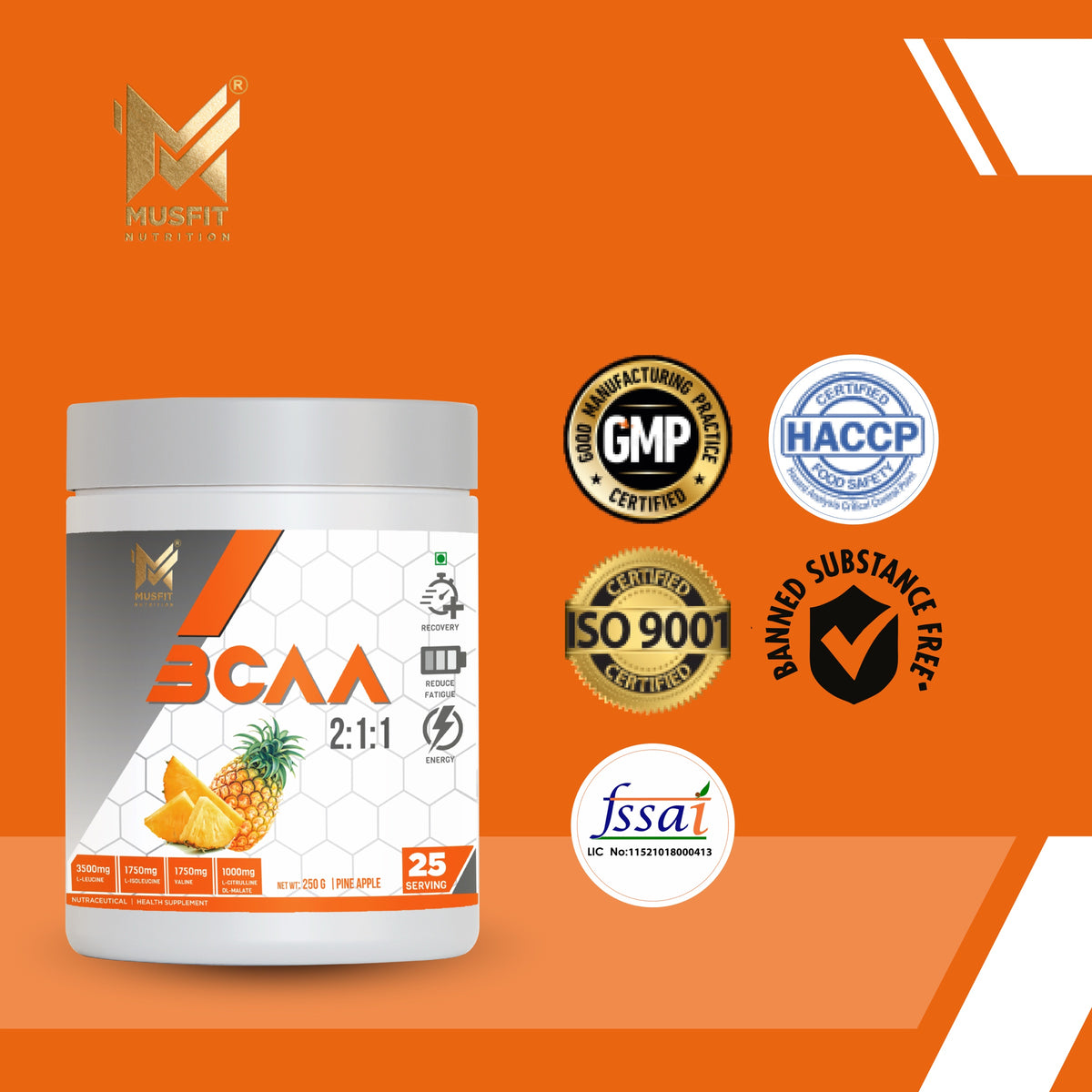 MUSFIT BCAA Prosyn 2:1:1, key benefits