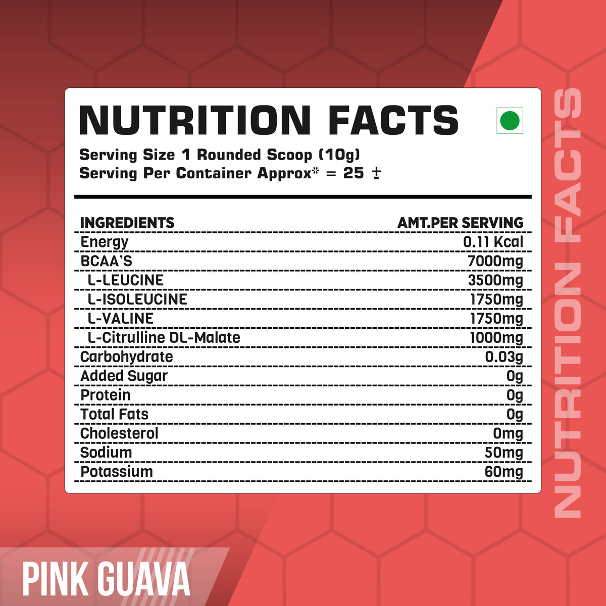 MUSFIT BCAA Prosyn 2:1:1, nutrition facts