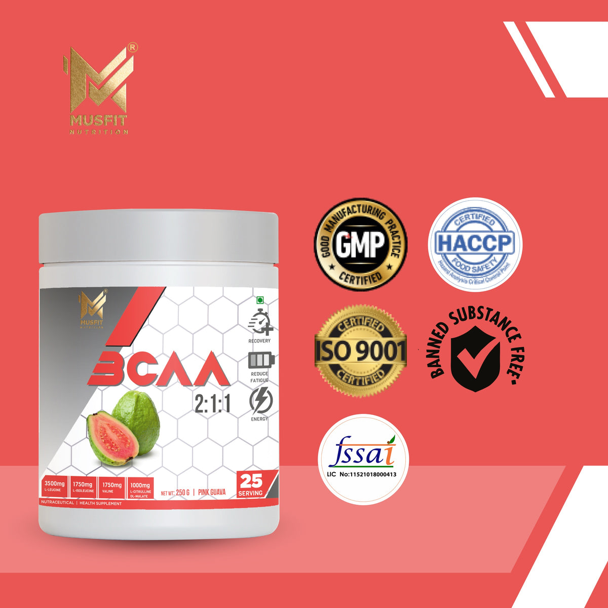 MUSFIT BCAA Prosyn 2:1:1, key benefits