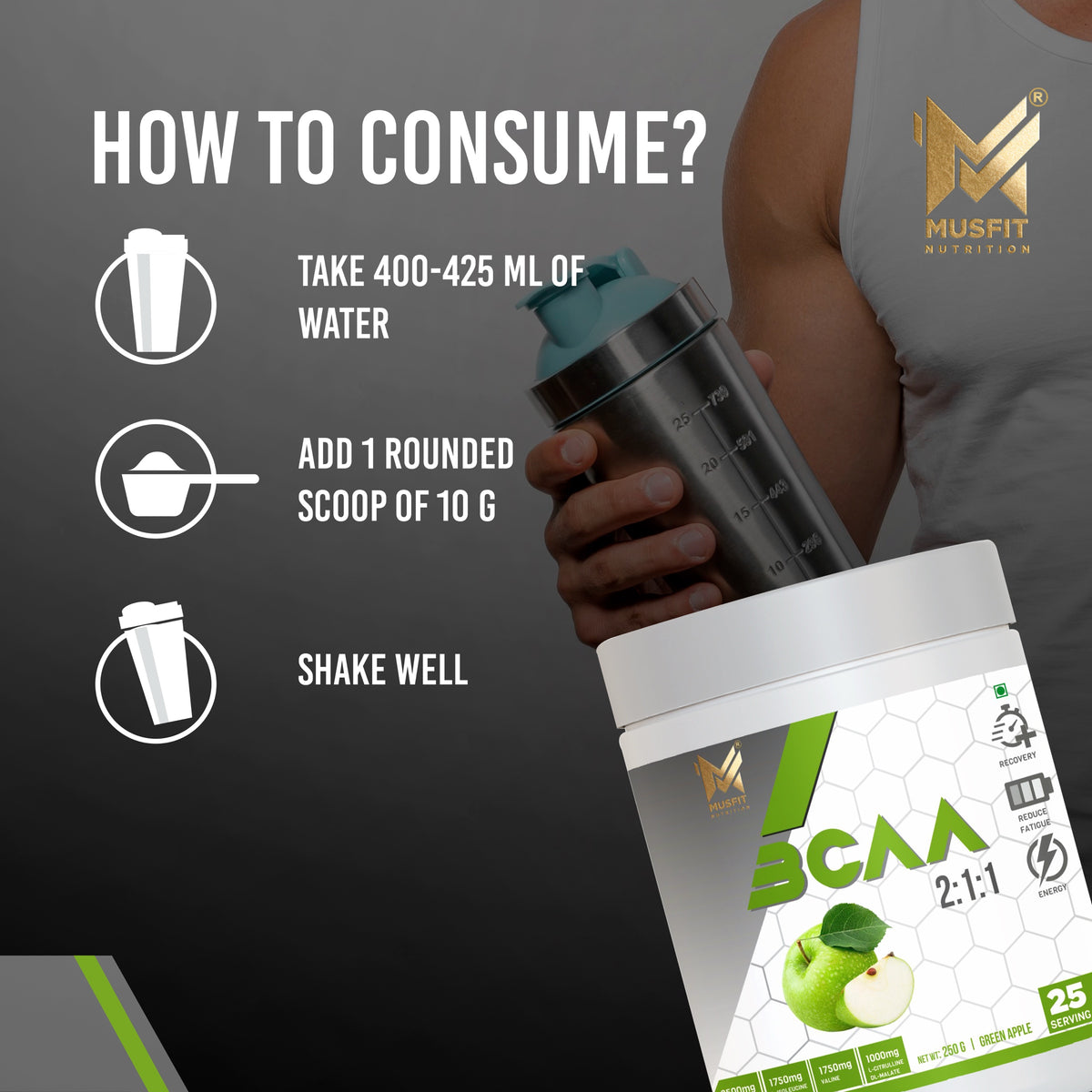 MUSFIT BCAA Prosyn 2:1:1, how to use