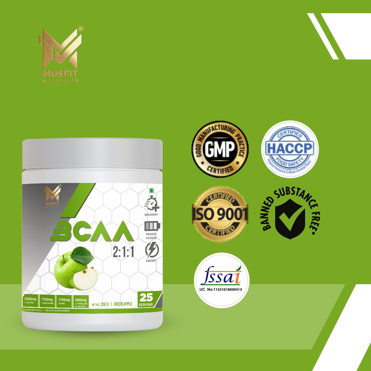 MUSFIT BCAA Prosyn 2:1:1, key benefits