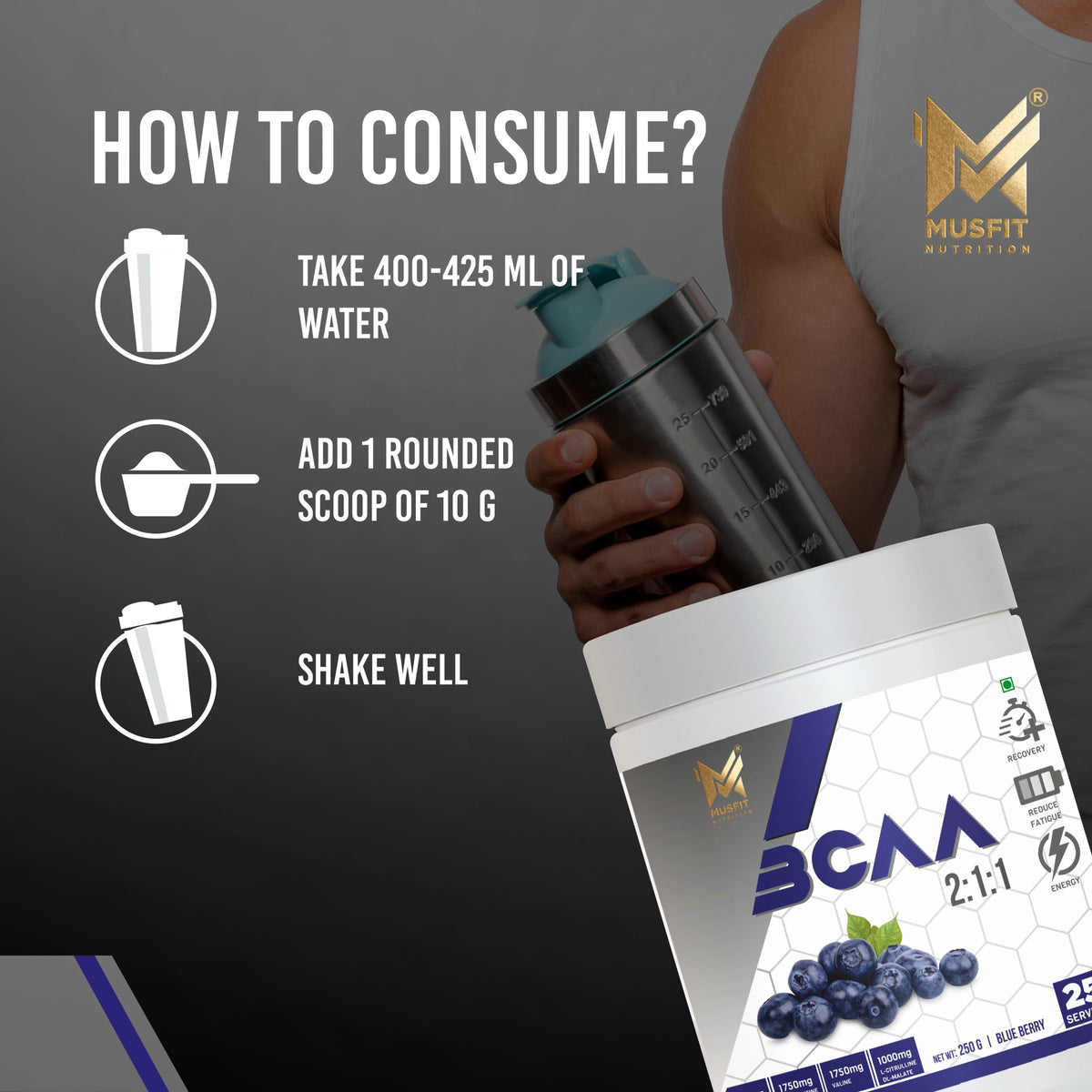MUSFIT BCAA Prosyn 2:1:1, how to use