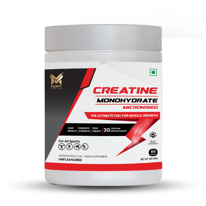 MUSFIT Creatine Monohydrate Micronised, Unflavoured, 200 g, front of pack