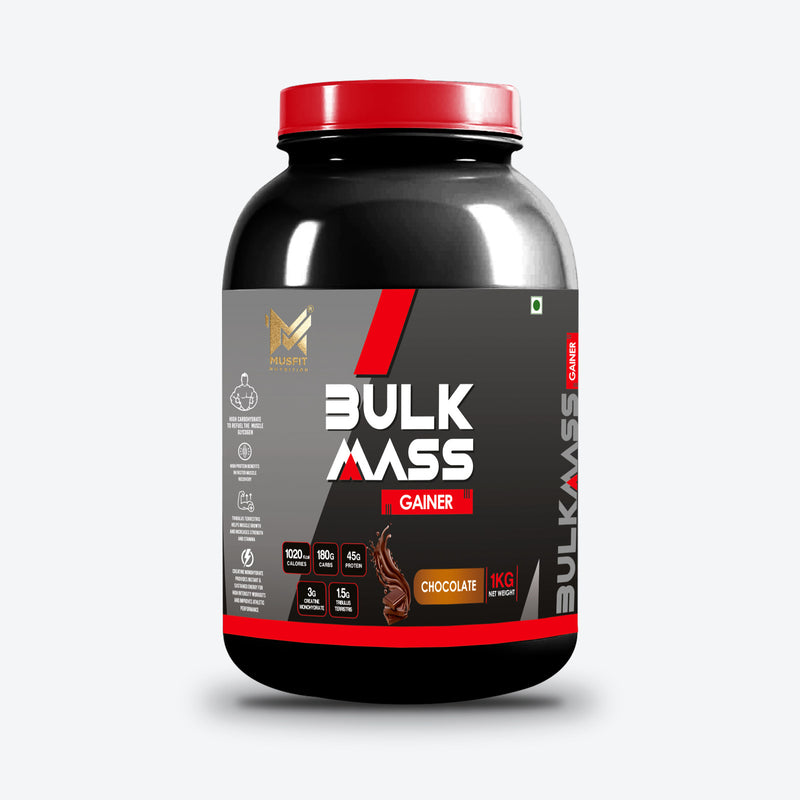 MUSFIT Bulk Mass Gainer, Chocolate, 1 kg, pack shot