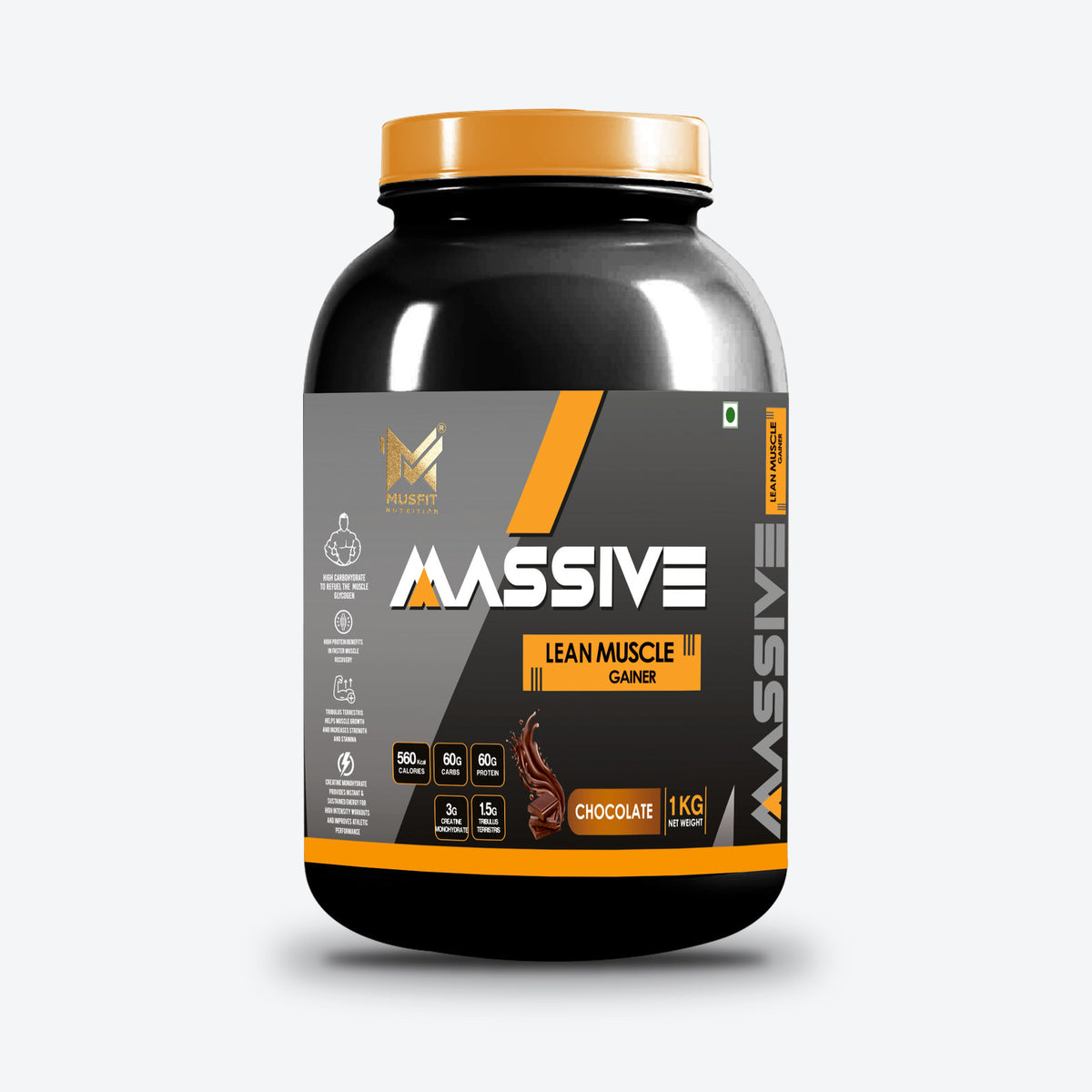 MUSFIT Massive Lean Muscle Gainer, Chocolate, 1 kg, pack shot