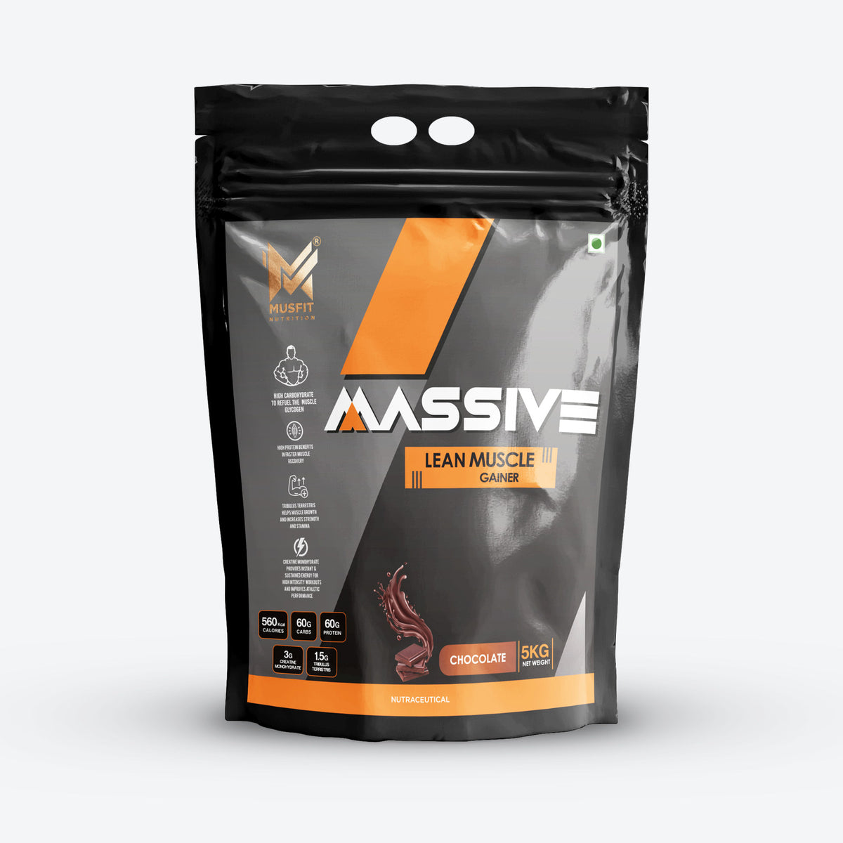 MUSFIT Massive Lean Muscle Gainer, Chocolate, 5 kg, pack shot