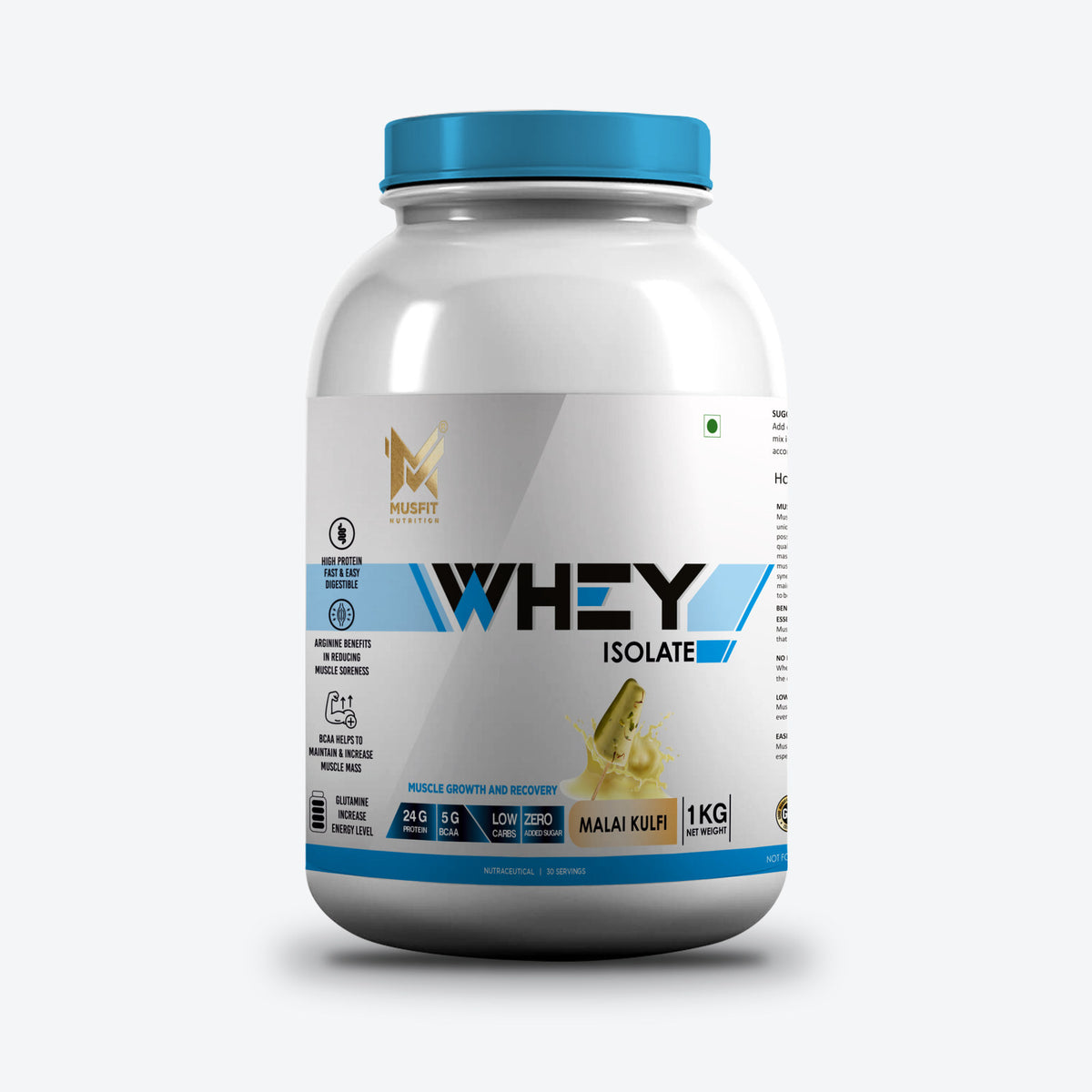 MUSFIT Whey Isolate, Malai Kulfi, 1 kg, pack shot