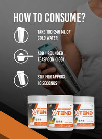 MUSFIT X-Tend Pre-Workout Combo, Pine-Apple, how to use: add 1 scoop to 180-240 ml cold water and stir for 10 seconds